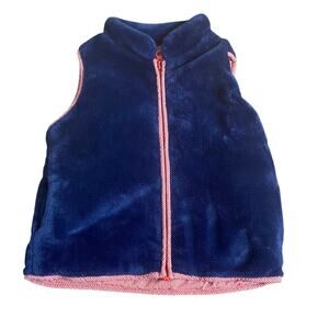 Eyelet & Ivy dark blue fleece fuzzy red check lined full zip vest SIZE 3